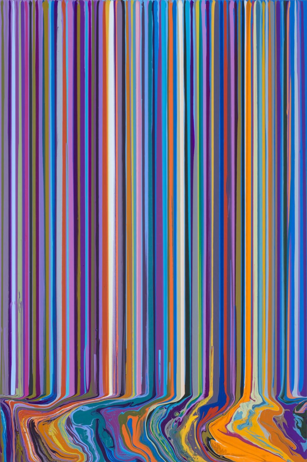 Ian Davenport, Purple and Blue Study (After Bonnard), 2020, acrylic on aluminium mounted onto aluminium panel, 59 1/8 x 39 3/8 inches, 150 x 100 cm. Courtesy Ian Davenport Studio. Inquire