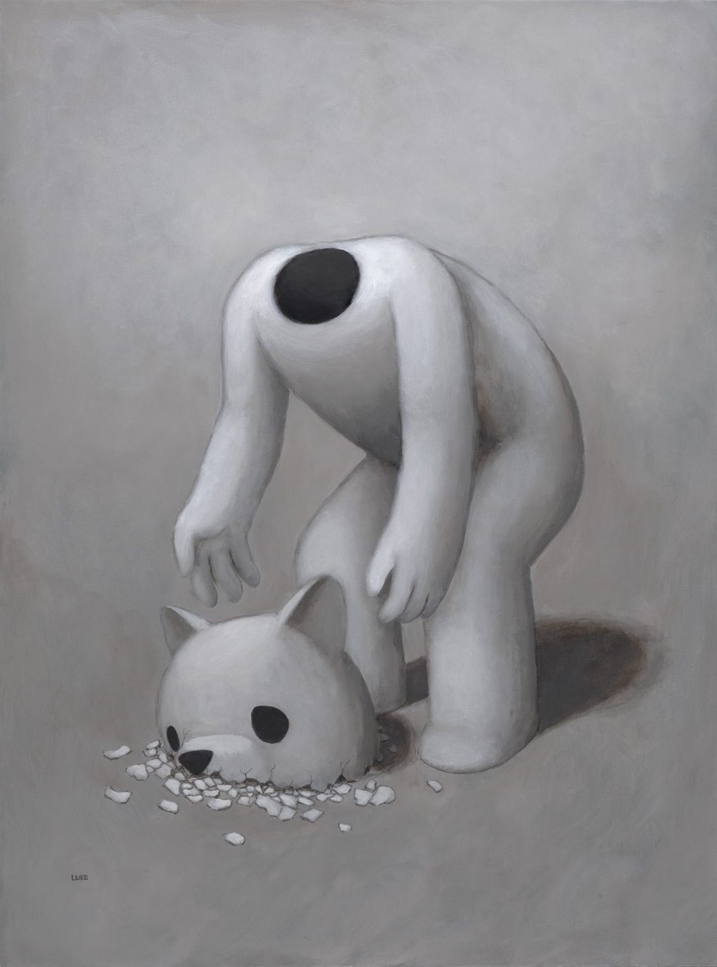 Luke Chueh. "Picking Up the Pieces" (acrylic on canvas_48" x 36")