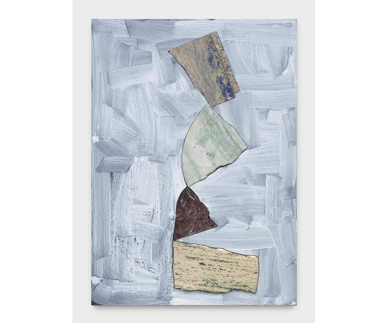 Sam Moyer, Daisy Chain, 2021, marble, acrylic on plaster-coated canvas mounted to MDF, 53.5 x 38.5 x 2 inches © Sam Moyer Courtesy: the artist and Sean Kelly, New York