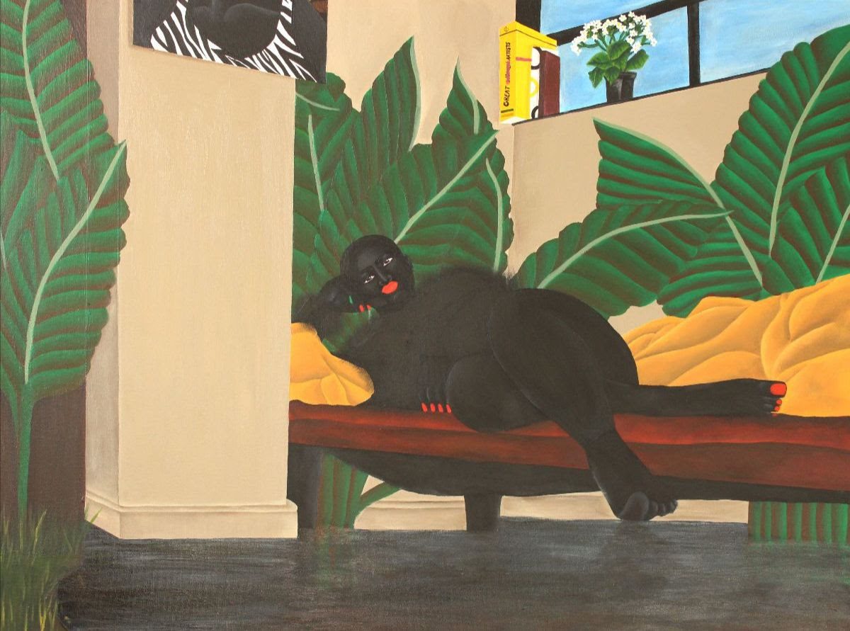 Lady in her Studio: Dreaming, 2020, Acrylic on Canvas, 90 x 120 cm