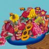Peter Saul, “The World Is a Bowl of Flowers”, 2020 Acrylic on canvas, 72 x 84 inches (183 x 213.5 cm)