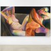 Joan Semmel, Couch Diptych, 2019, Oil on canvas, Diptych: 72 x 120 in overall (182.9 x 304.8 cm overall)