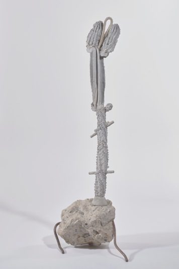 Zhang Ruyi, Matte-Substance-12, 2020, Concrete, rock fragments, steel rods, 122 x 40 x 37 cm. Image courtesy of artists and Blindspot Gallery)