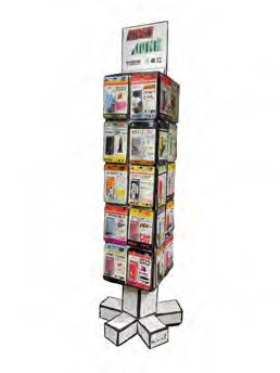 Mixed media with cardboard, stencil, spray paint, acrylic and steel stand. Size variable.