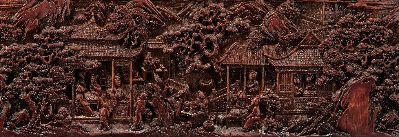 A Superbly Carved Bamboo ‘Ten Ladies’ Brushpot, 18th Century. Estimate: HK$400,000-600,000