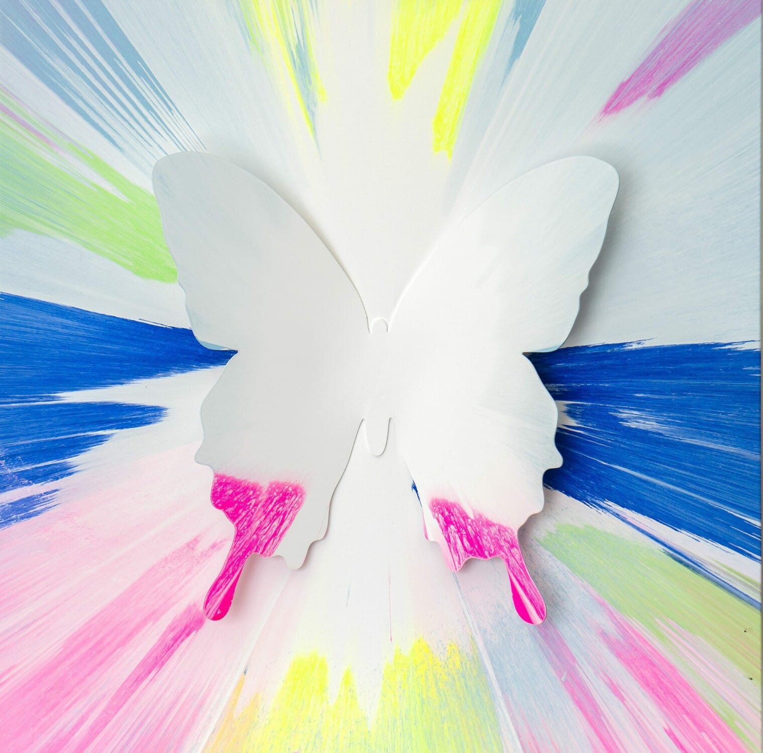 PunkMeTender. 172 Acrylic on Stretched Canvas_Aluminum Butterfly, Diamond Dust_30 x 30