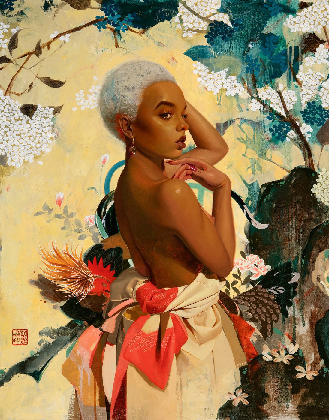 Soey Milk Hydrangea Grove_Oil on linen_28 x 22