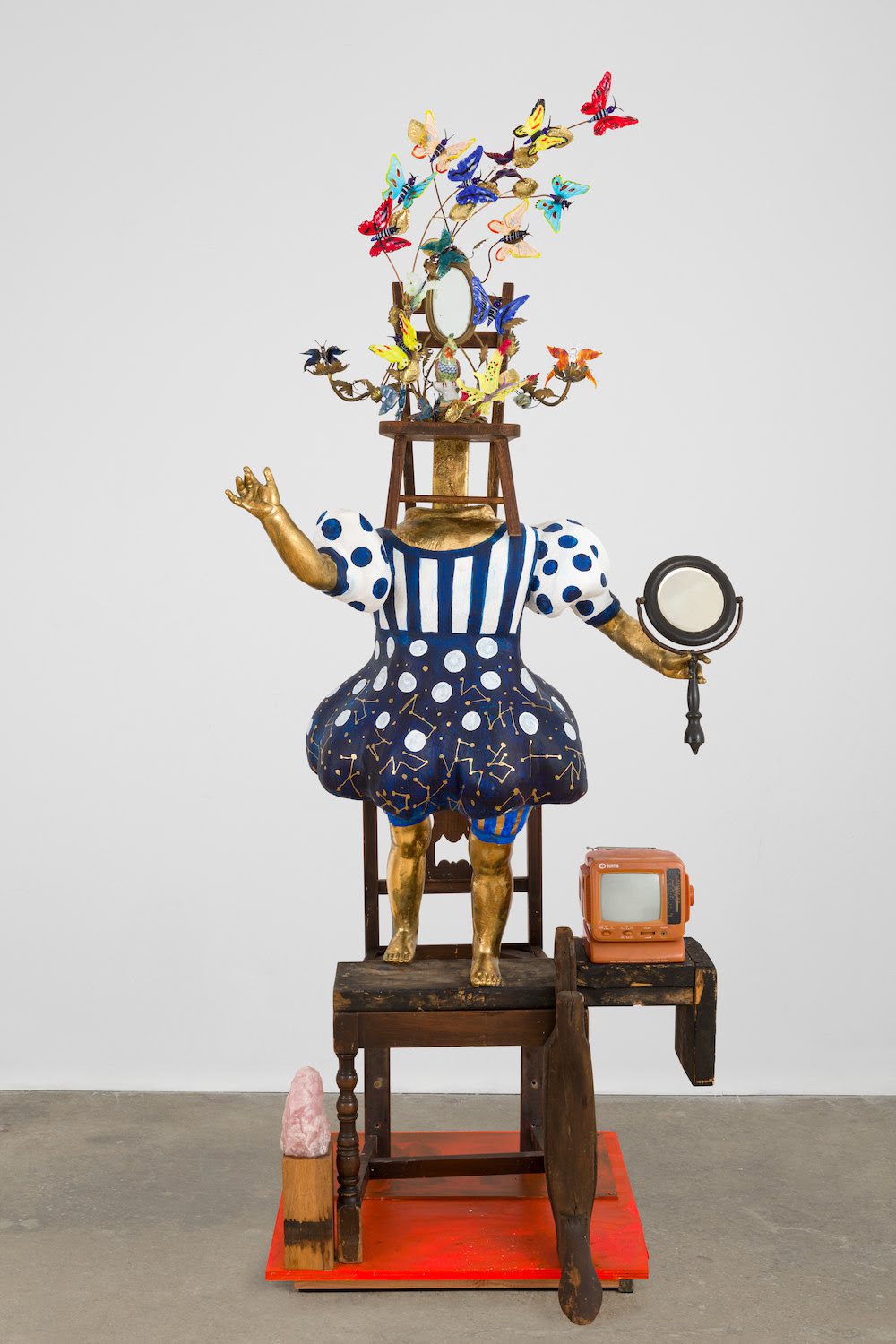 vanessa german, January 17, 1991. (The Day that the First Iraq War Started.), 2021, mixed-media assemblage, 82 x 32 x 31 inches, 208.28 x 81.28 x 78.74 cm. Courtesy of the artist.