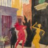 Dancers on Havana Street), 1920, watercolor on paper, 22 7/8 x 15 5/8 inches (sight), 58.1 x 39.7 cm, 24 15/16 x 19 inches (sheet), 63.2 x 48.3 cm. © 2021 Estate of Stuart Davis. / Licensed by VAGA at Artists Rights Society (ARS), NY.