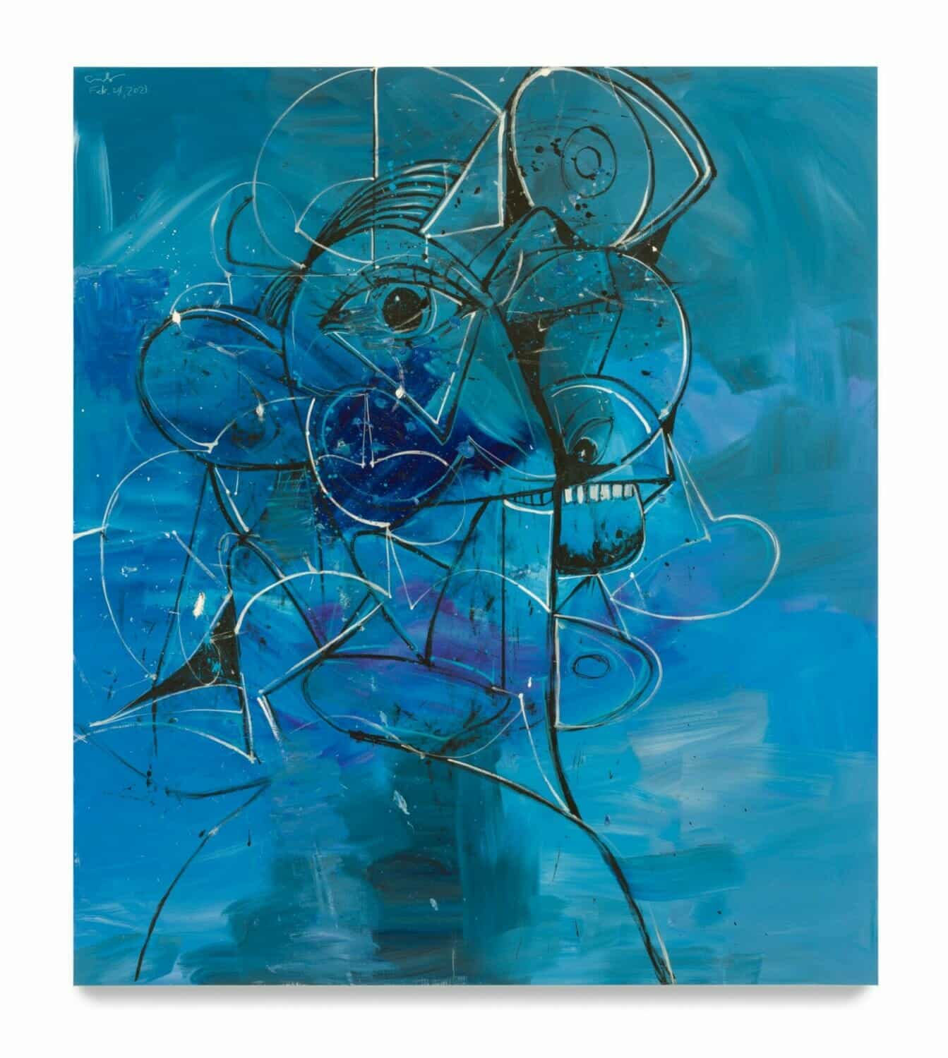 George Condo Blues in D flat 2021 Oil on linen 203.2 x 177.8 x 3.8 cm / 80 x 70 x 1 1/2 inches © George Condo Photo: Lance Brewer