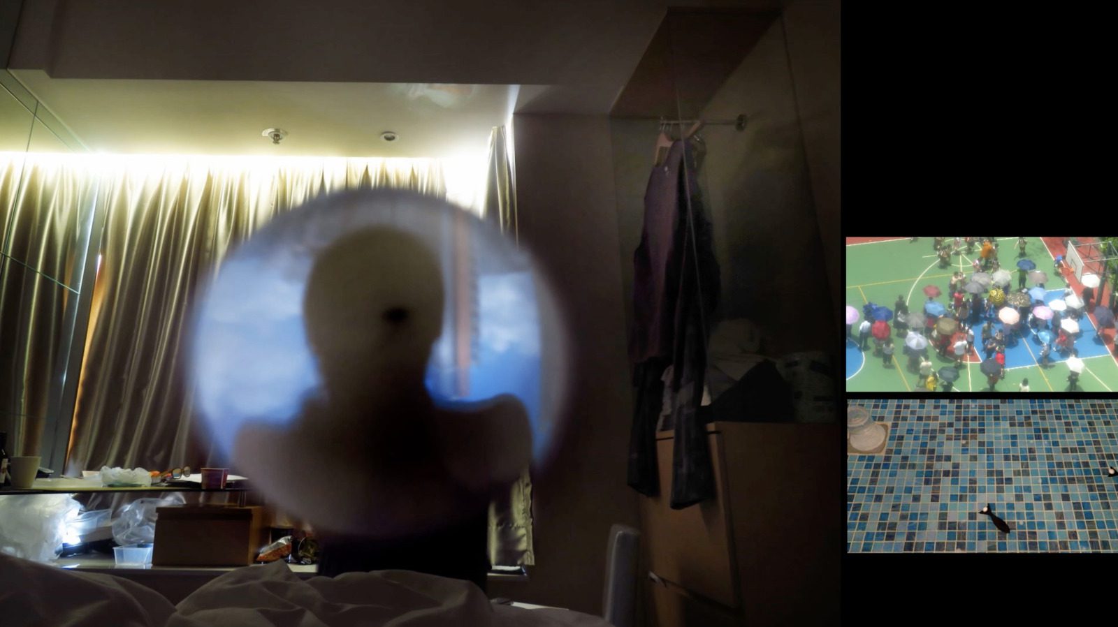 Luke Ching Chin Wai, Quarantine Hotel (2021), Single-channel video, found objects, installation size variable (Image courtesy of artist and Blindspot Gallery)