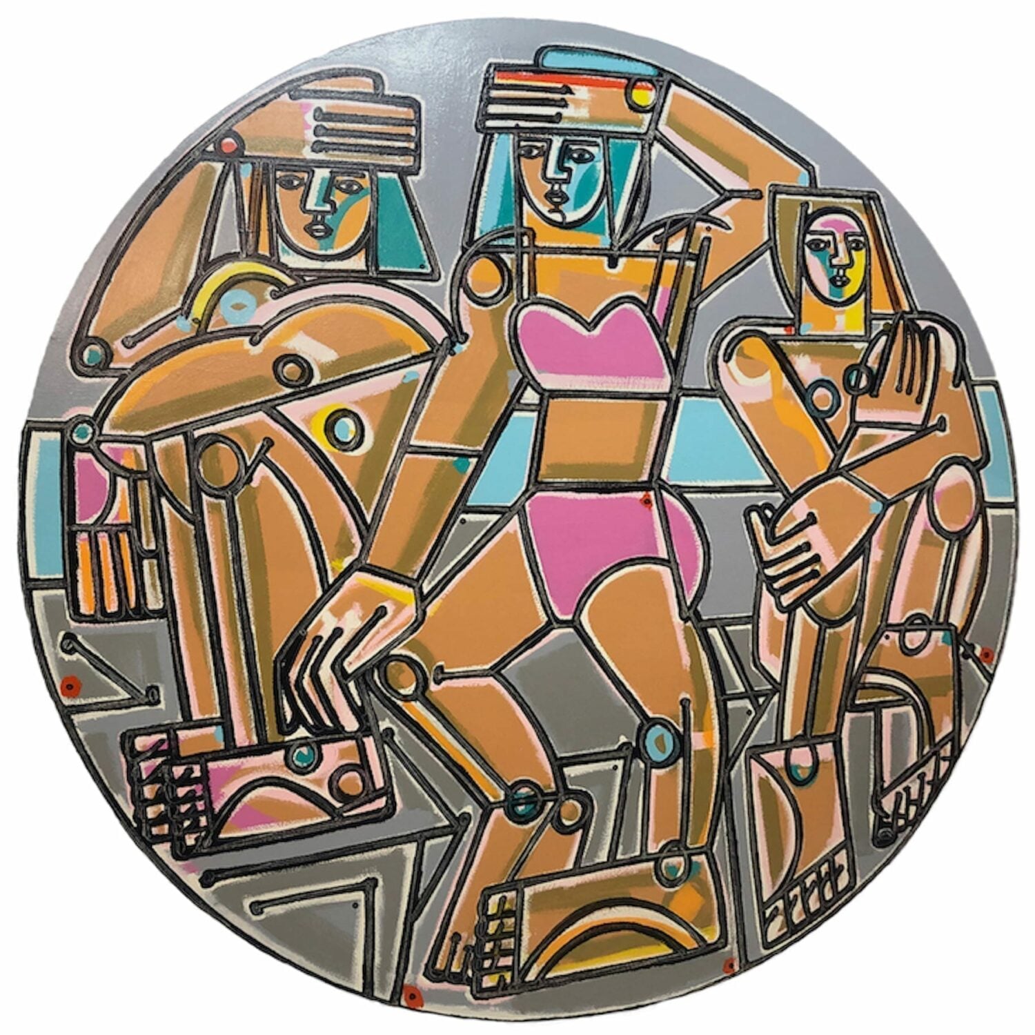 AMERICA MARTIN Woman by the Sea Look Out at the Sun Oil and Acrylic on Canvas 90 x 90 inches