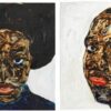 Left: Amoako Boafo (B. 1984), Portrait of a Young Lady, 2018. 30.5 x 30.2 cm. Estimate: £6,000 - 9,000 Right: Amoako Boafo (B. 1984), Portrait of a Young Man, 2018. 34.7 x 33.5 cm. Estimate: £6,000 - 9,000
