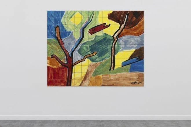 Etel Adnan, Morning, 2019. Ceramic, 160 x 200 cm. 