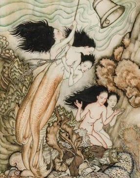 Arthur Rackham (British 1867-1939). The Tempest, 1925. Pen and ink with watercolor, 11.5 x 9.5 inches.