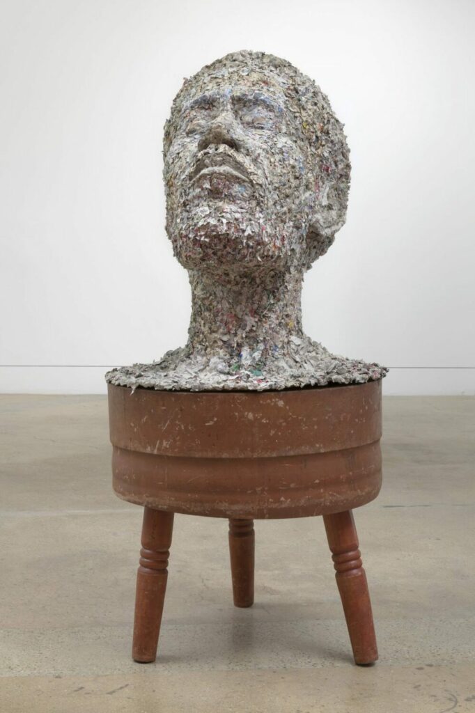 A Living Sacrifice, 2021, Newspaper pulp, 72h x 36w x 16d in