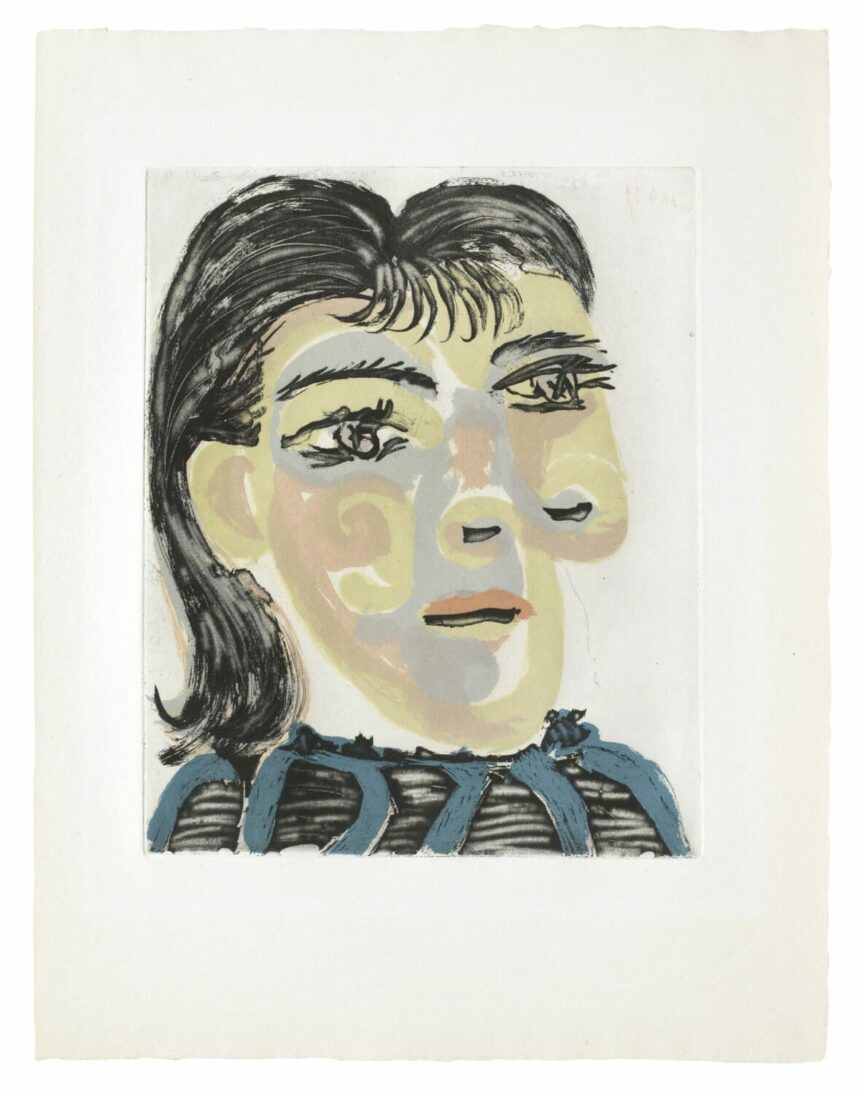 Pablo Picasso (1881-1973) Tête de femme No 2. Portrait de Dora Maar, 1939 This work is from the edition of 104, printed by Lacourière, published by Ambroise Vollard, Paris, 1942 Estimates_25,000 - 35,000