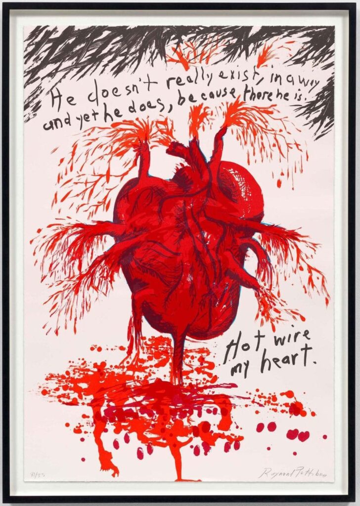 Raymond Pettibon No Title (He doesn’t really…), 2022 Seven-color lithograph on Rives BFK paper 45 5/8 × 30 5/8 inches 115.9 × 77.8 cm Edition of 35, 10 AP, 4 PP, 1 BAT Signed, dated, and numbered recto Printed by Derriere L’Etoile Studios, New York Published by Utopia Editions