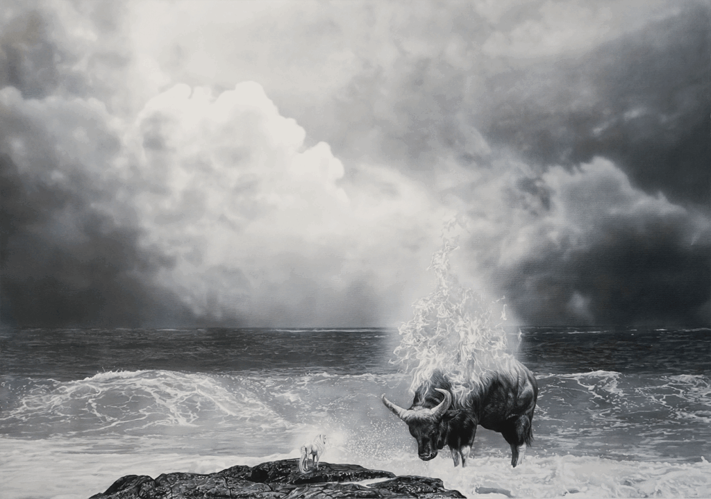 Zoe Byland_Turn of the Tides_Acrylic and airbrush on canvas_27.5_ x 39.4“