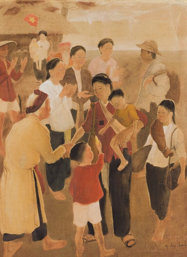 Nguyen Phan Chanh (1892-1984)  Retour au village, 1955, encre et peinture sur soie, 85x63cm  Estimation : 30 000 – 50 000 €