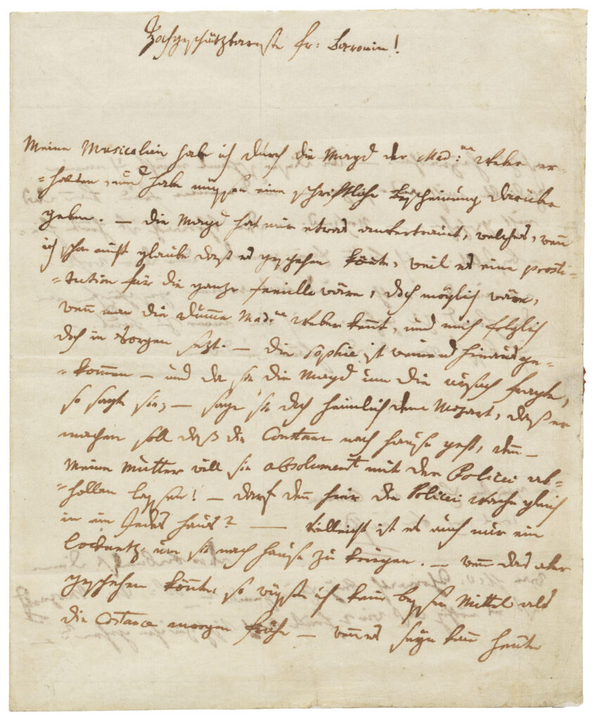 WOLFGANG AMADEUS MOZART (1756-1791), Autograph letter, signed, in German, (Vienna, shortly before 4 August 1782).  Estimate: £300,000–500,000/€350,000-570,000