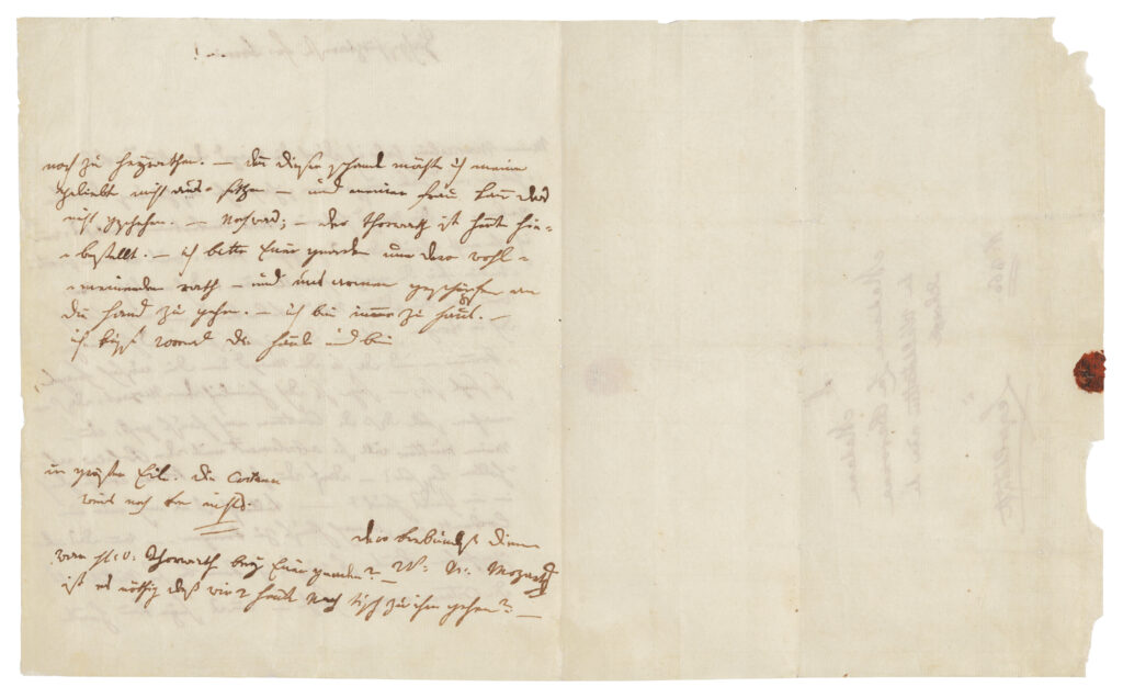 WOLFGANG AMADEUS MOZART (1756-1791), Autograph letter, signed, in German, (Vienna, shortly before 4 August 1782).  Estimate: £300,000–500,000/€350,000-570,000