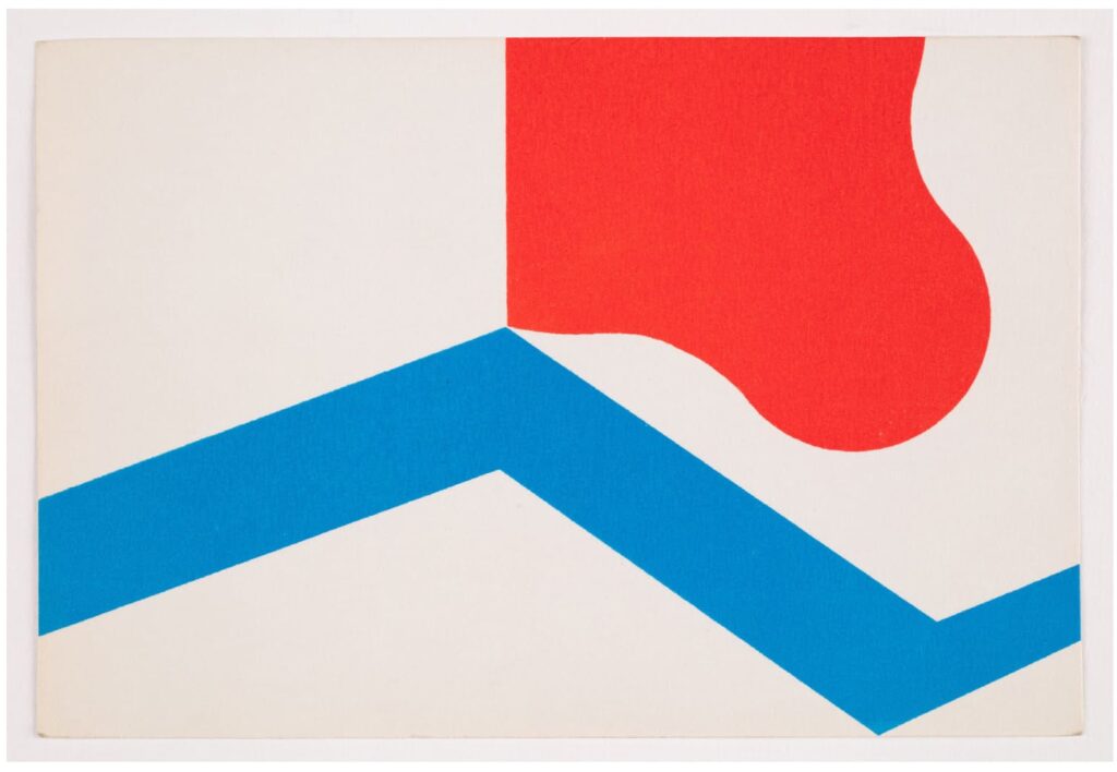 Takesada Matsutani and Kate Van Houten Untitled
1969
Silkscreen on offset paper  10 × 15 cm / 4 × 6 in
© Takesada Matsutani and Kate Van Houten Courtesy the artists