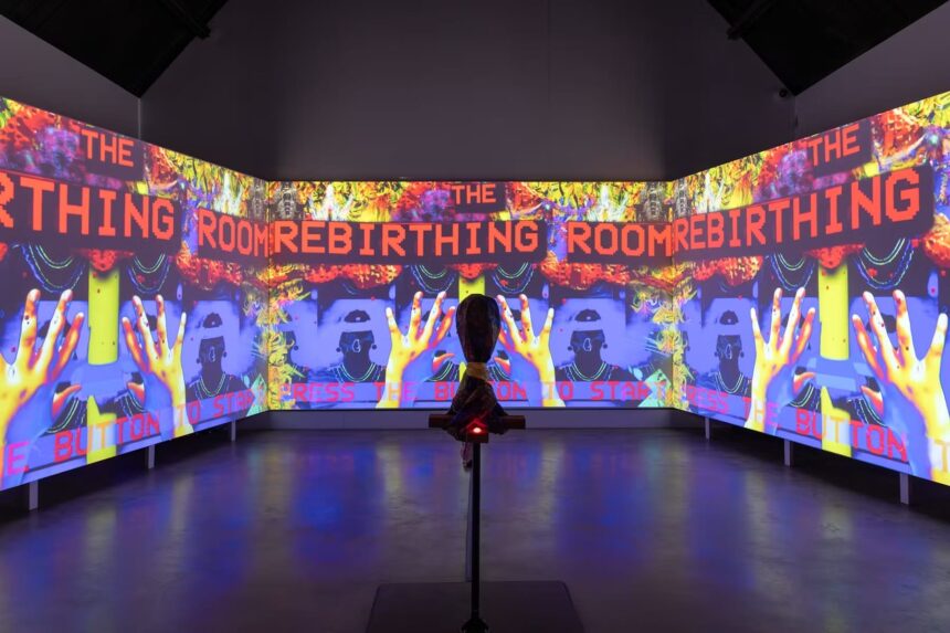 Danielle Brathwaite-Shirley, THE REBIRTHING ROOM, 2024. Installation View, Studio Voltaire, London. Commissioned and produced by Studio Voltaire. Courtesy of the artist and Studio Voltaire. Photography Sarah Rain